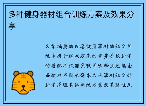 多种健身器材组合训练方案及效果分享
