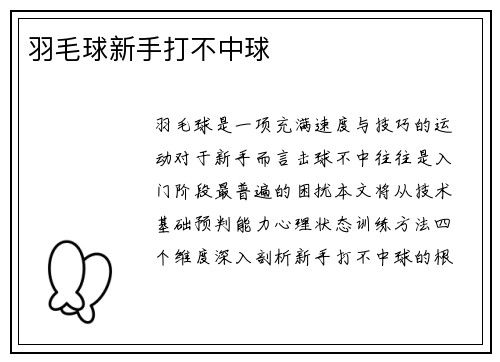 羽毛球新手打不中球